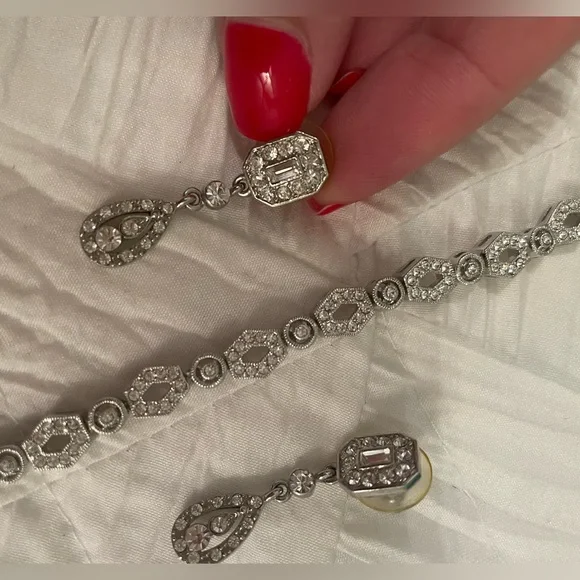 Custom Crystal Bridal Set- Earrings & Bracelet - Picture 2 of 4